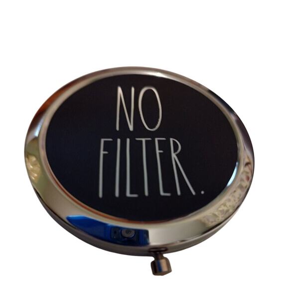 Rae Dunn NO FILTER. Compact Mirror Black/Silver NEW - Picture 1 of 2
